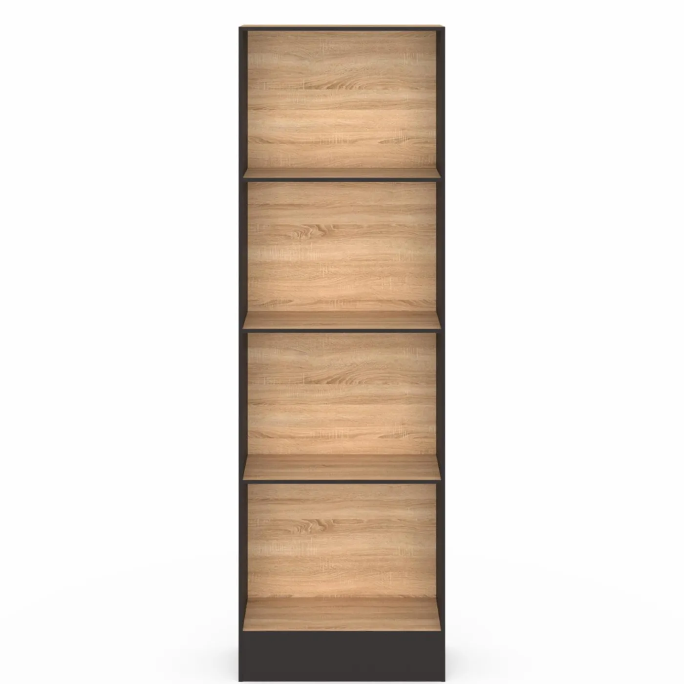 Étagère bibliothèque 5 niveaux noir et effet bois H.190cm