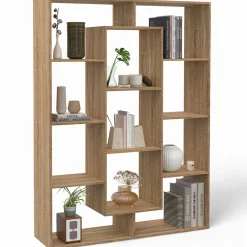 Étagère bibliothèque avec 11 compartiments effet bois