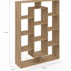 Étagère bibliothèque avec 11 compartiments effet bois