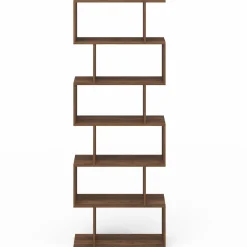 Étagère bibliothèque en forme de S effet noyer 189 cm