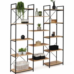 Étagère bibliothèque industrielle bois et métal 170 cm