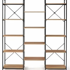 Étagère bibliothèque industrielle bois et métal 170 cm