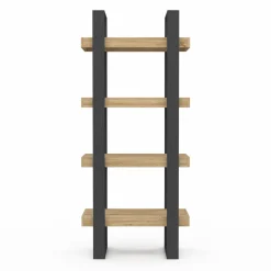 Étagère bibliothèque noire et bois 160 cm