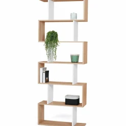 Étagère blanc et bois en S 6 niveaux