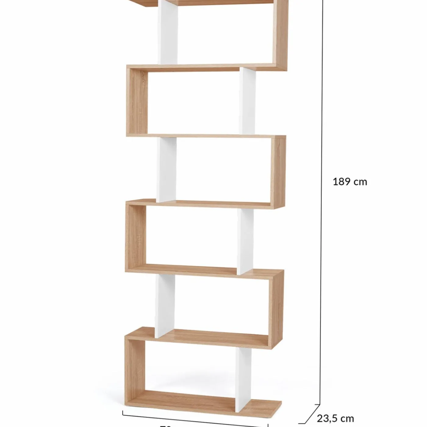 Étagère blanc et bois en S 6 niveaux