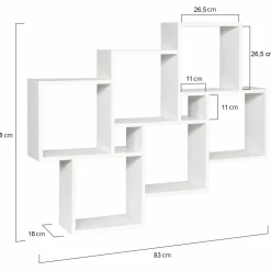 Étagère blanche murale avec 8 cubes