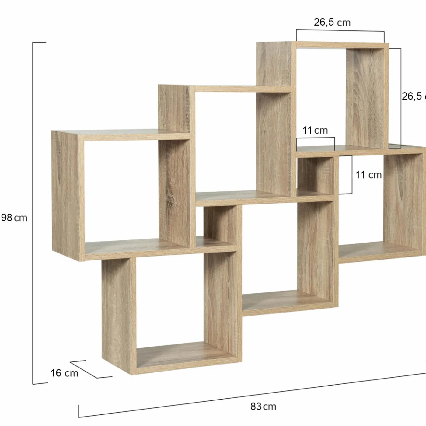 Étagère cube murale bois 1m