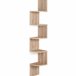 Étagère d’angle murale 5 niveaux façon hêtre