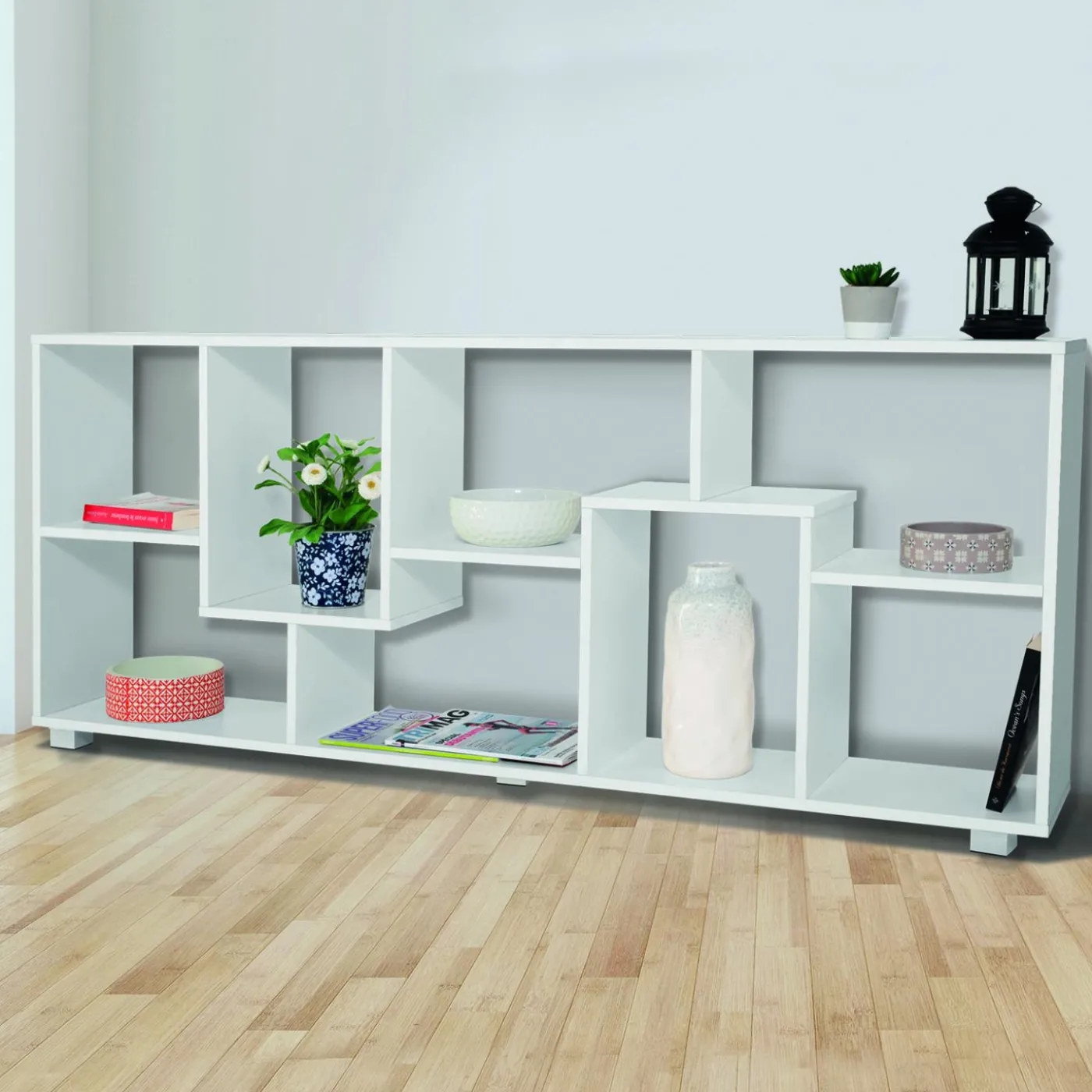 Étagère de salon moderne en bois blanc
