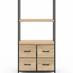 Étagère design industriel avec tiroirs en tissu