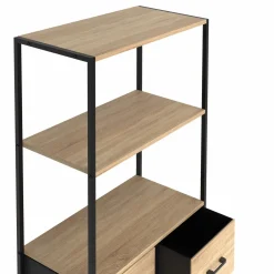 Étagère design industriel avec tiroirs en tissu