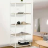 Étagère industrielle bois et métal blanc 5 niveaux