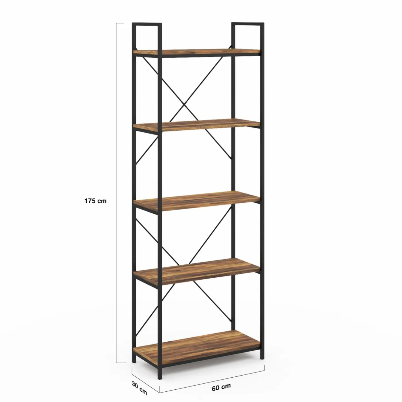 Étagère industrielle effet vieilli 5 niveaux 170 cm