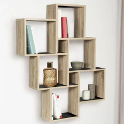 Étagère murale bois et noir double position