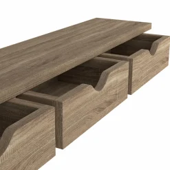 Étagère murale console d'entrée bois façon hêtre 3 tiroirs