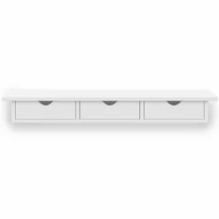 Étagère murale console d'entrée bois blanc 3 tiroirs