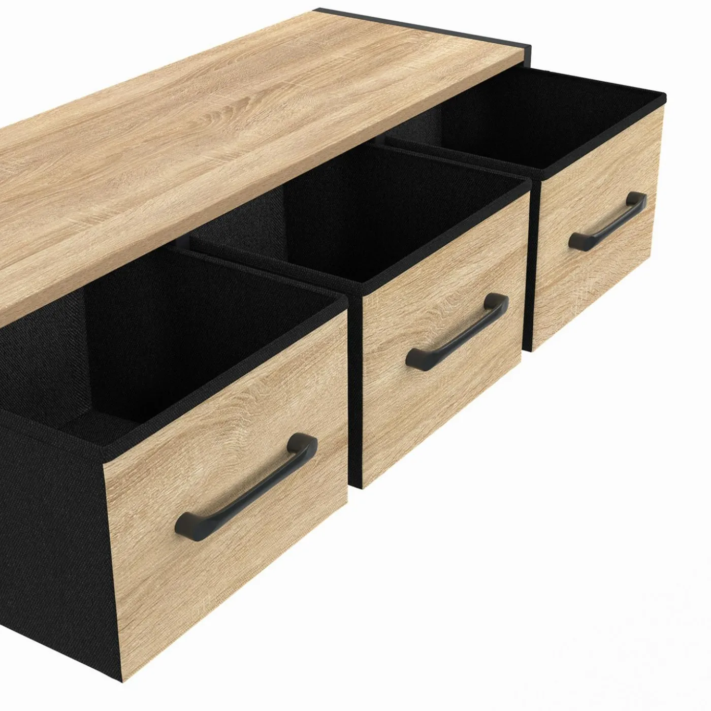 Étagère murale console d'entrée 3 tiroirs design industriel