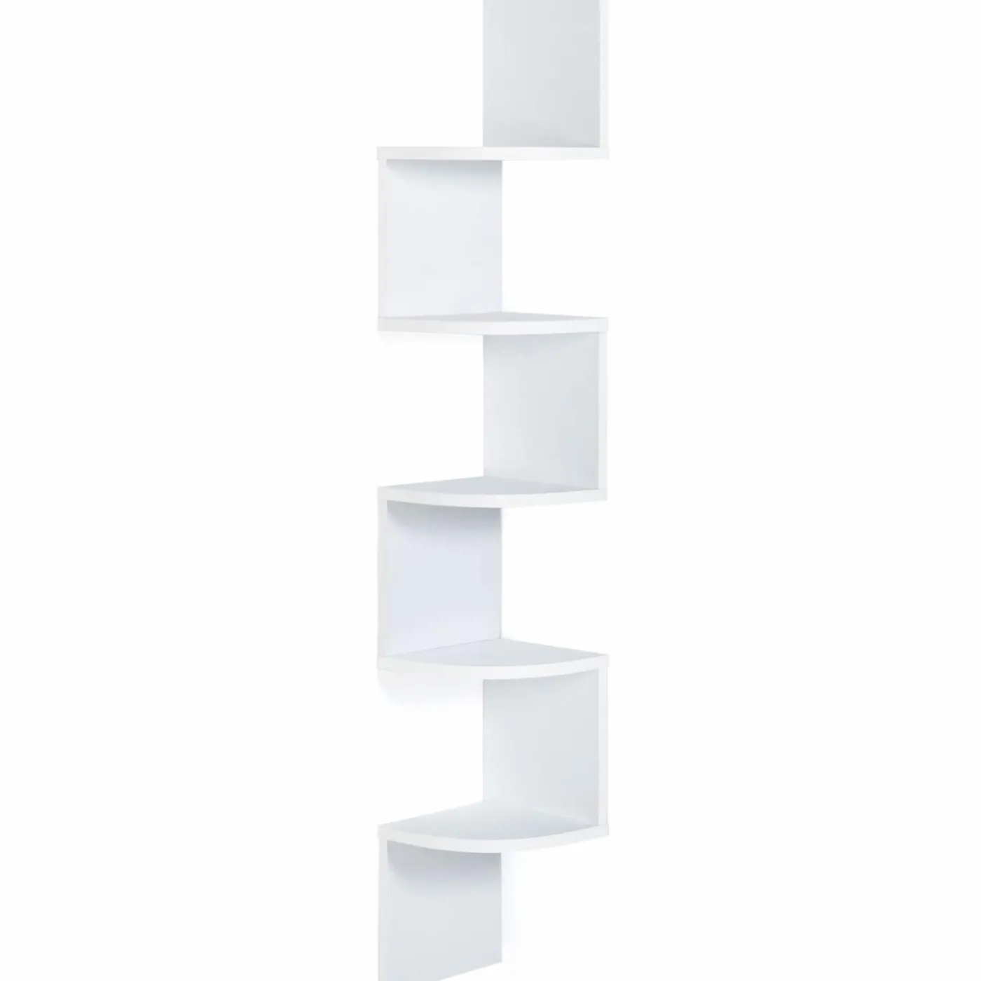 Étagère murale d’angle 5 niveaux blanche