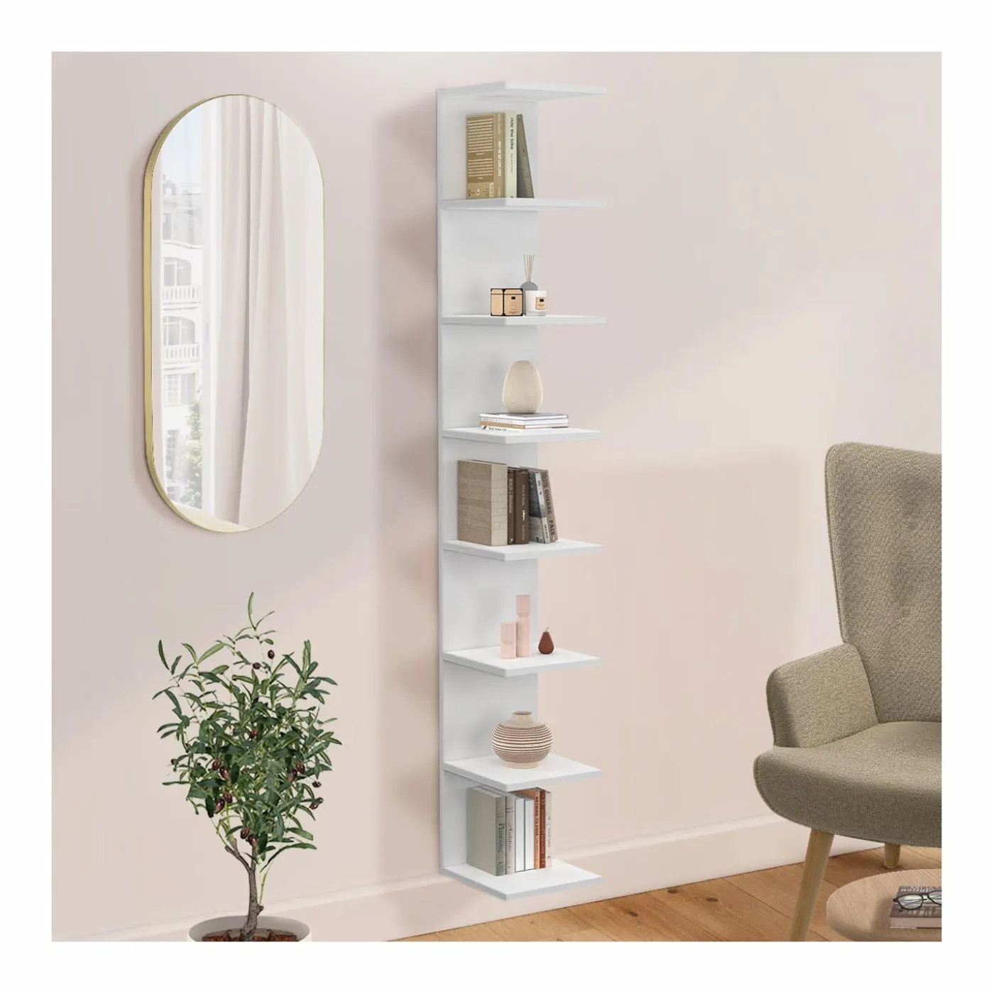 Étagère murale suspendue double position blanche 190 cm
