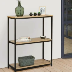 Étagère pour entrée bois et métal noir