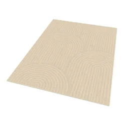 Tapis d'intérieur rectangle à motifs circulaire beige 160 x 220 cm