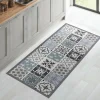 Tapis en vinyle effet carreaux de ciment noir et blanc 66 x 160 cm
