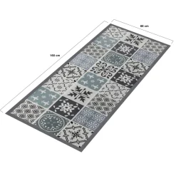 Tapis en vinyle effet carreaux de ciment noir et blanc 66 x 160 cm