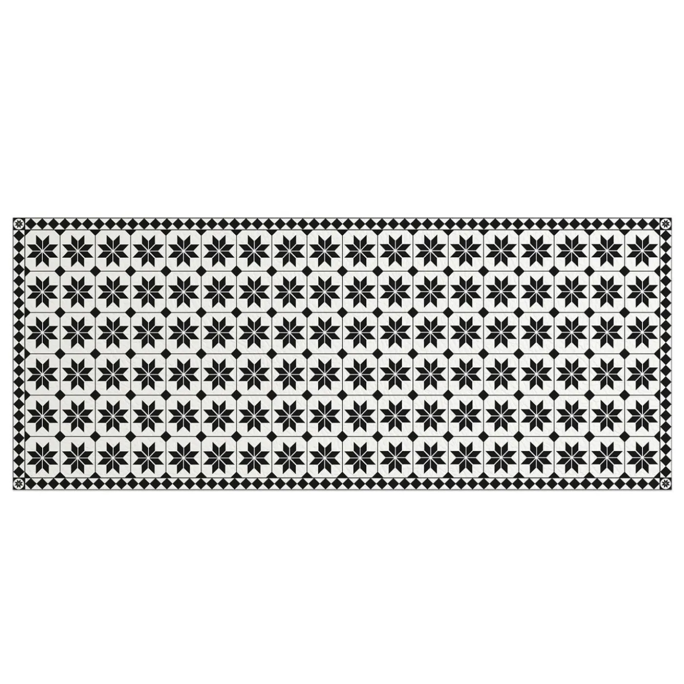 Tapis en vinyle effet mosaïque noir et blanc 66 x 160 cm