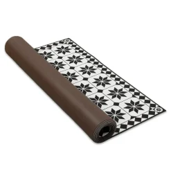 Tapis en vinyle effet mosaïque noir et blanc 66 x 160 cm
