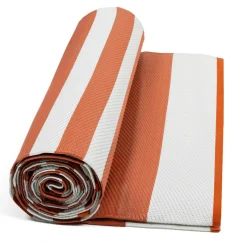 Tapis extérieur à rayures terracotta 270x370cm