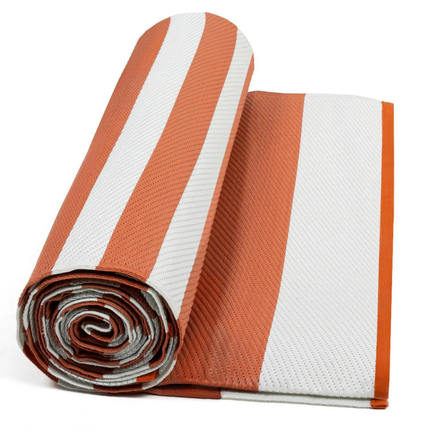 Tapis extérieur à rayures terracotta 270x370cm