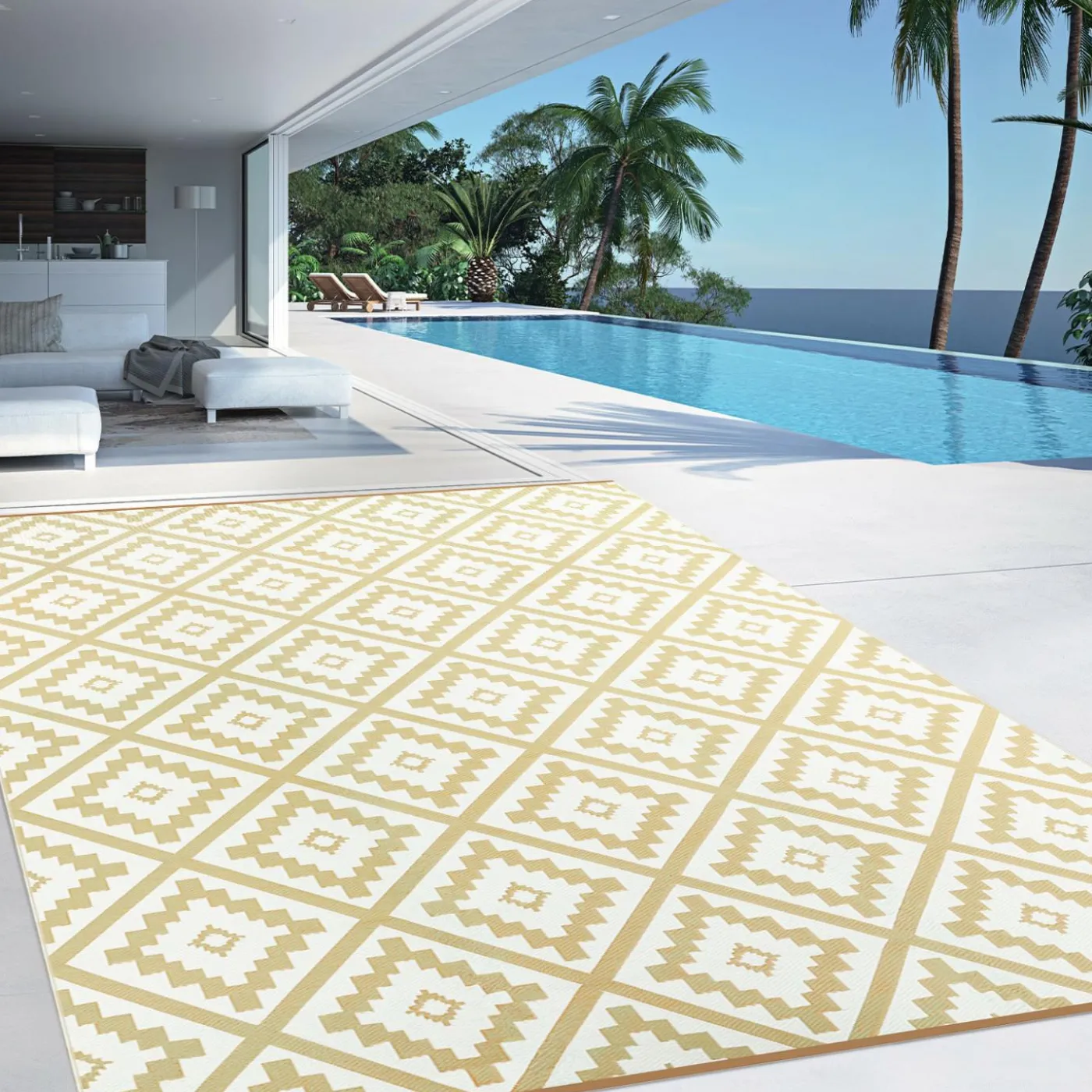 Tapis extérieur beige 270x370cm