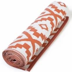 Tapis extérieur terracotta motifs géométriques 270 x 370 cm