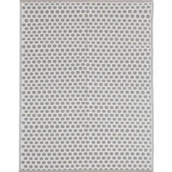 Tapis extérieur terrasse motifs ronds beiges et blancs 180 x 280 cm