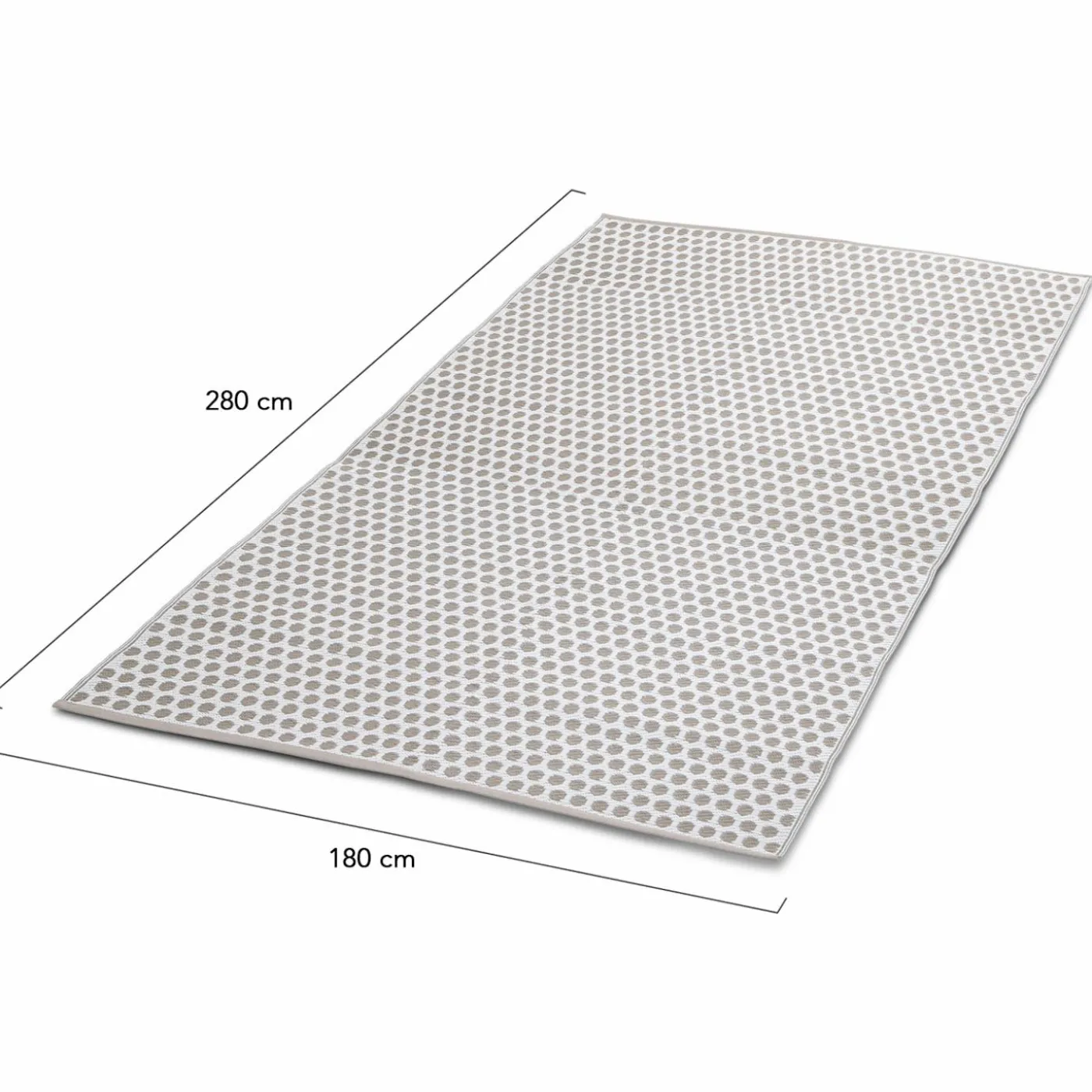 Tapis extérieur terrasse motifs ronds beiges et blancs 180 x 280 cm