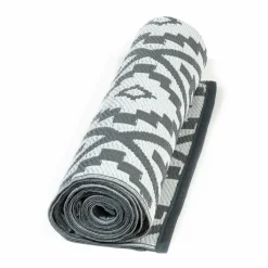 Tapis extérieur terrasse motifs géométriques gris et blanc 120 x 180 cm