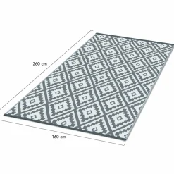 Tapis extérieur terrasse motifs géométriques gris et blanc 160 x 260 cm