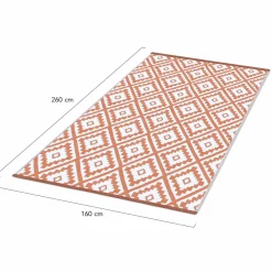 Tapis extérieur terrasse motifs géométriques terracotta et blanc 160 x 260 cm