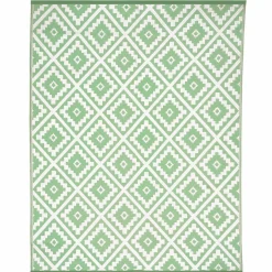 Tapis extérieur vert sauge et blanc motifs géométriques 180 x 280 cm