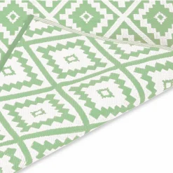 Tapis extérieur vert sauge et blanc motifs géométriques 180 x 280 cm