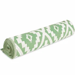 Tapis extérieur vert sauge et blanc motifs géométriques 180 x 280 cm
