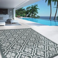 Tapis extérieur 180x280 cm gris et blanc