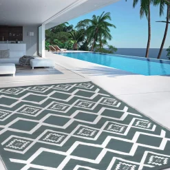 Tapis extérieur 180x280 cm gris et blanc