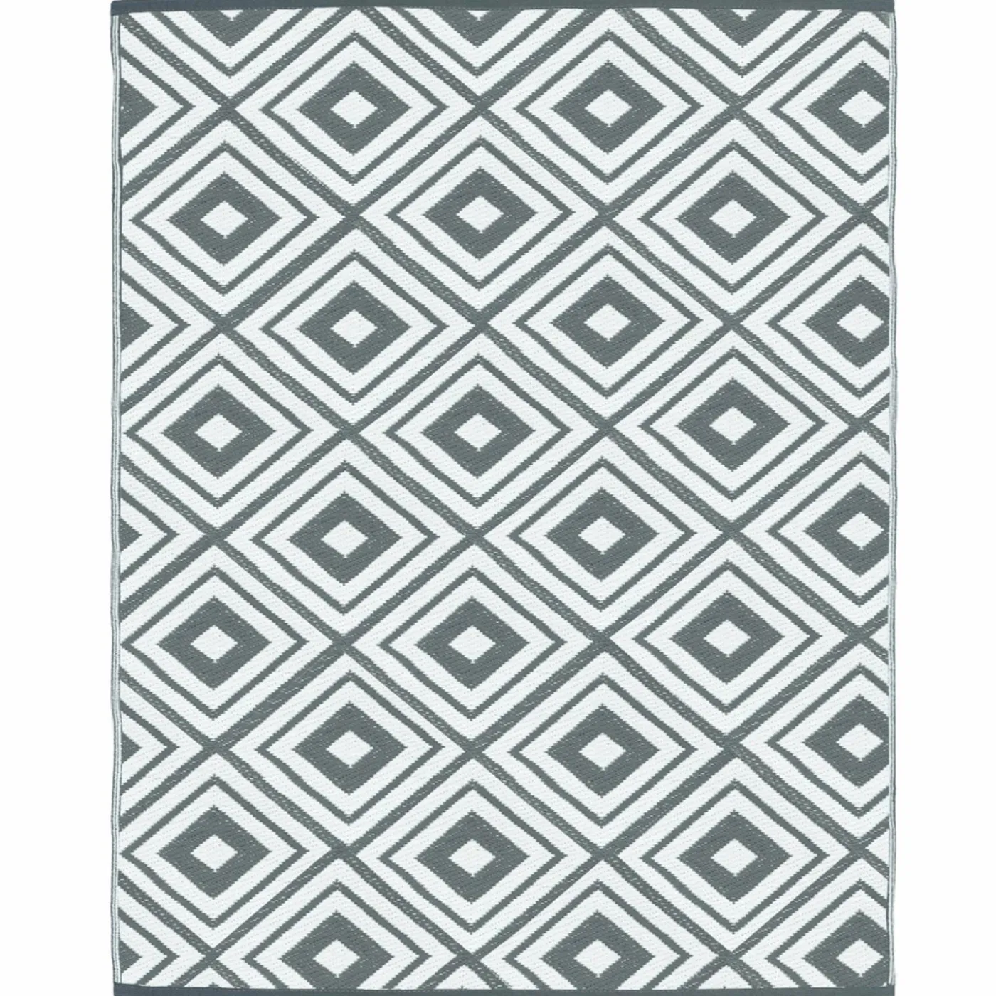 Tapis jardin motifs géométriques gris et blanc 180 x 280 cm