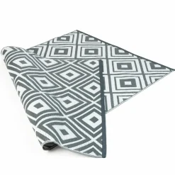 Tapis jardin motifs géométriques gris et blanc 180 x 280 cm
