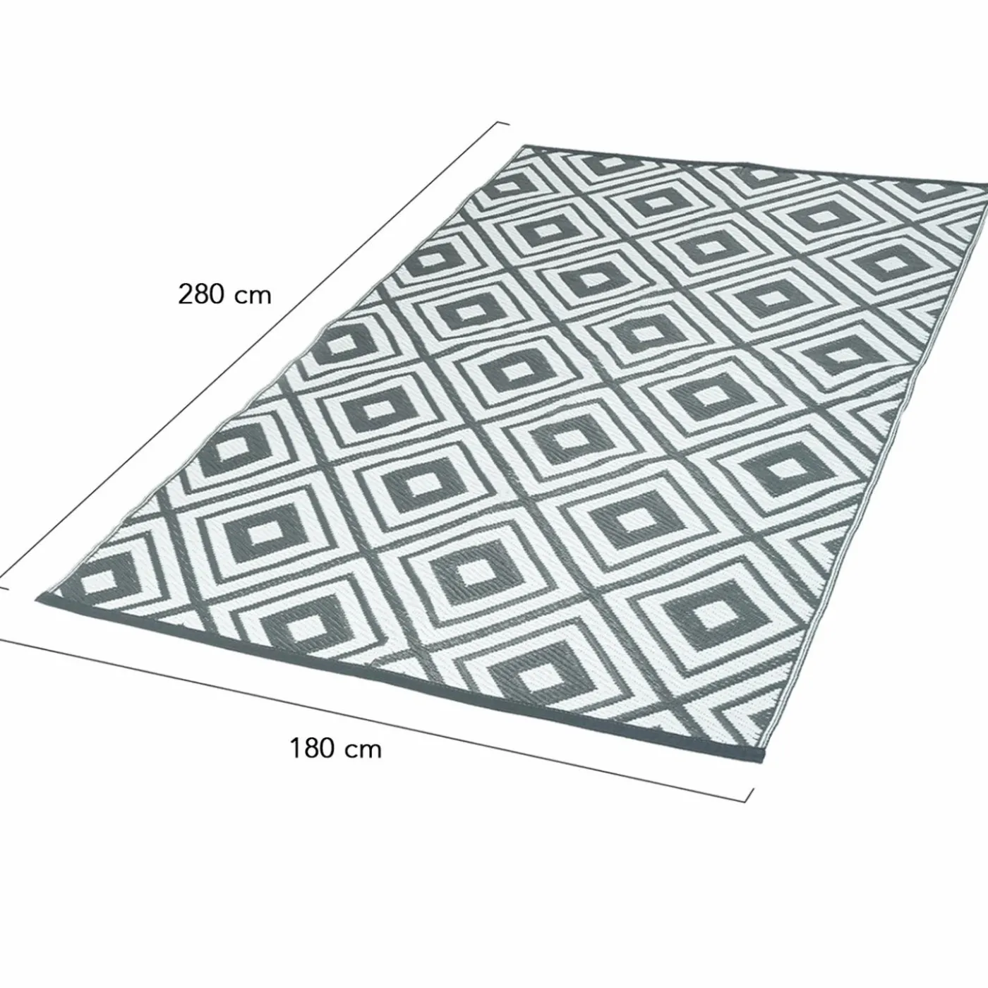 Tapis jardin motifs géométriques gris et blanc 180 x 280 cm