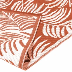 Tapis tropical d'extérieur terracotta et blanc