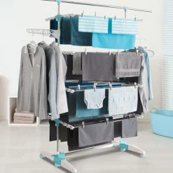 Étendoir à linge pliable avec barre télescopique