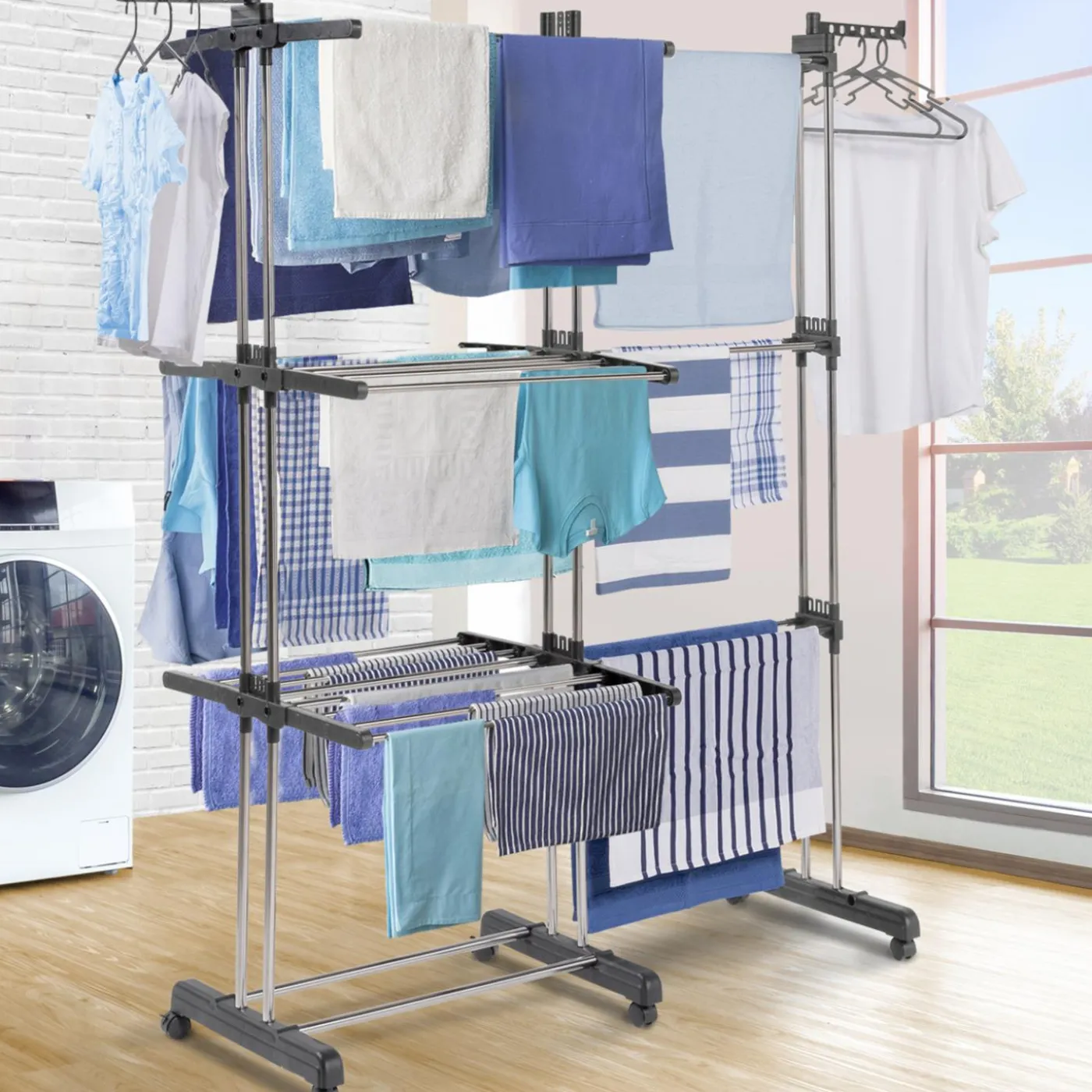 Étendoir extensible avec grande capacité et 30 accessoires