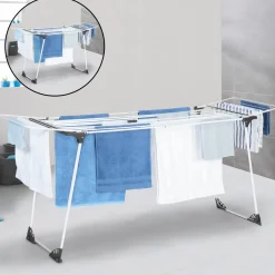 Étendoir pliable et extensible de 160 à 211 cm gris et blanc